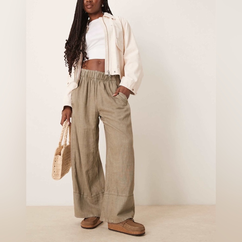 Free People Days End Linen Pull on Pants size Medium